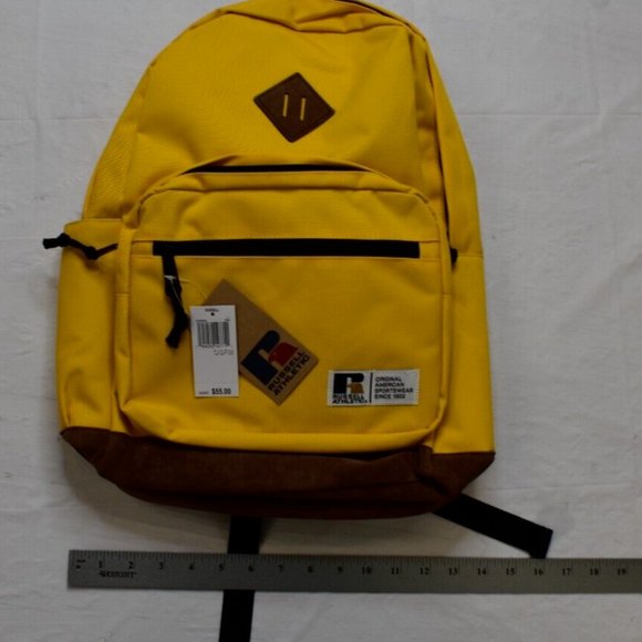 Russell Athletic Mens Womens Yellow Legacy 18" Backpack New With Tags - Picture 9 of 10